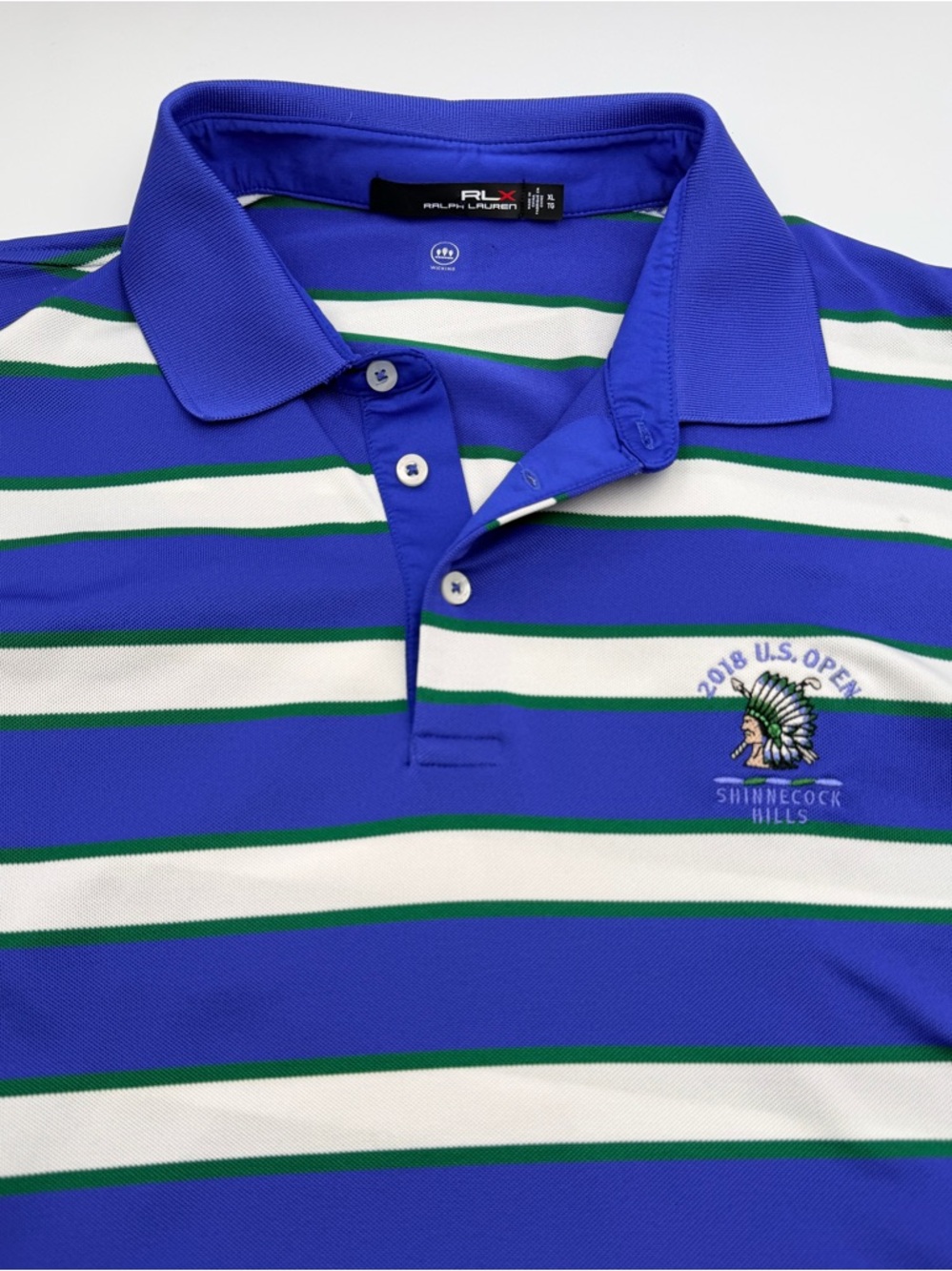 RLX Ralph Lauren 2018 U.S. Open Shinnecock Hills Golf Polo Shirt Men's XL Blue